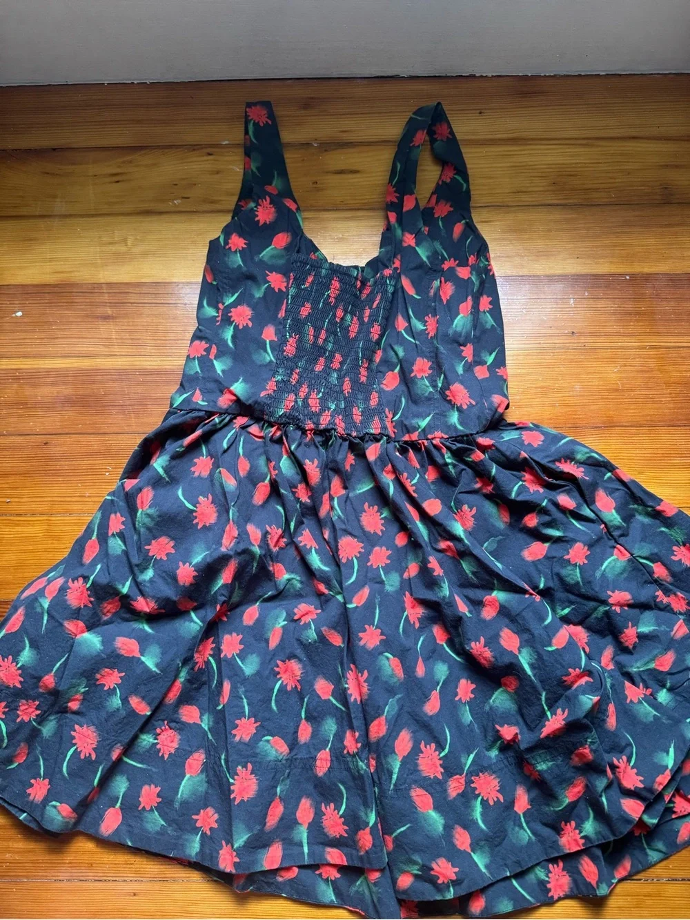 J. Crew Black Mini Dress with Red Floral Motif - Picture 2 of 8
